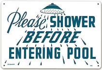 showering before getting into a pool helps reduce chlorine use